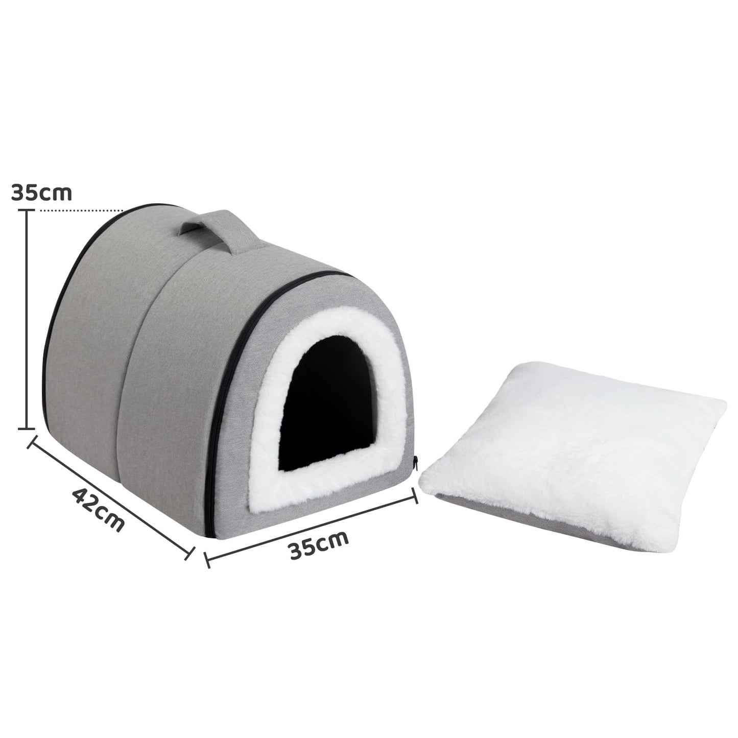 Petnovar 2-in-1 Foldable Cat Bed – Linen Cat Cave for Indoor & Outdoor Use (Grey)