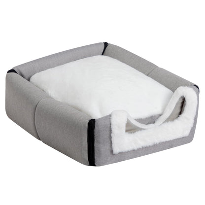 Petnovar 2-in-1 Foldable Cat Bed – Linen Cat Cave for Indoor & Outdoor Use (Grey)