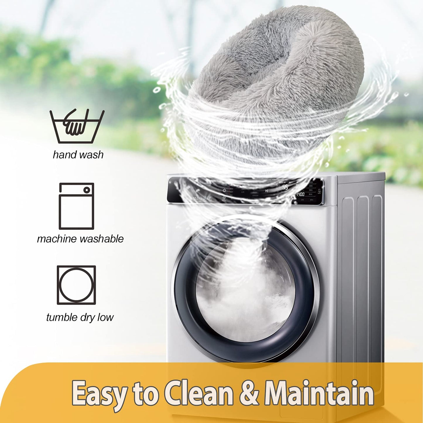 Petnovar Plush Donut Dog Bed 50cm – Calming Round Anti-Anxiety Pet Bed, Machine Washable