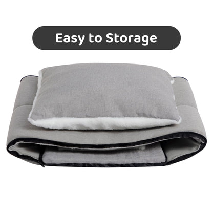 Petnovar 2-in-1 Foldable Cat Bed – Linen Cat Cave for Indoor & Outdoor Use (Grey)