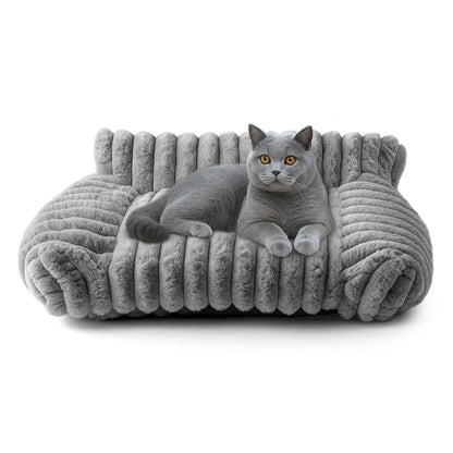 Petnovar Plush Pet Sofa Bed – Cozy Raised Cushion with Removable Cover & Non-Slip Base (Grey)