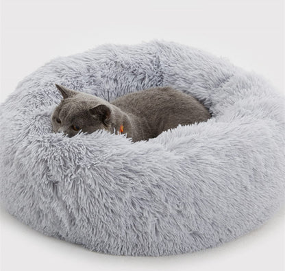 Petnovar Plush Donut Dog Bed 50cm – Calming Round Anti-Anxiety Pet Bed, Machine Washable