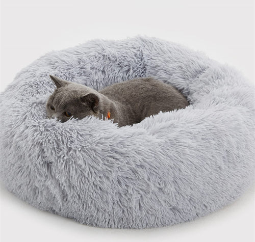 Petnovar Plush Donut Dog Bed 50cm – Calming Round Anti-Anxiety Pet Bed, Machine Washable