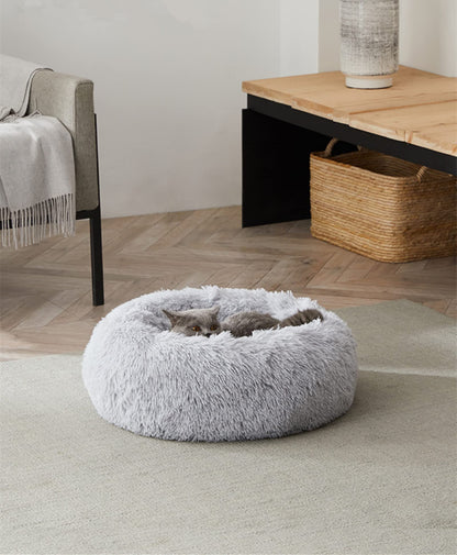 Petnovar Plush Donut Dog Bed 50cm – Calming Round Anti-Anxiety Pet Bed, Machine Washable