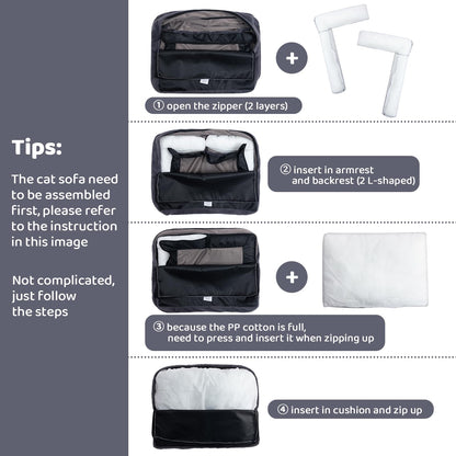 Petnovar Plush Cat Sofa Bed – Soft Breathable Pet Couch for Cats & Puppies (Pink)