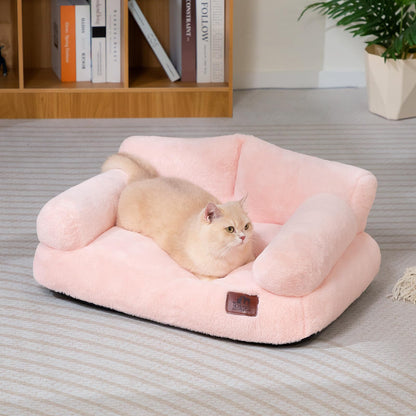 Petnovar Plush Cat Sofa Bed – Soft Breathable Pet Couch for Cats & Puppies (Pink)