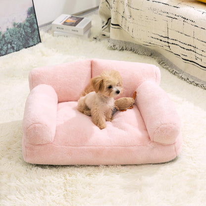 Petnovar Plush Cat Sofa Bed – Soft Breathable Pet Couch for Cats & Puppies (Pink)