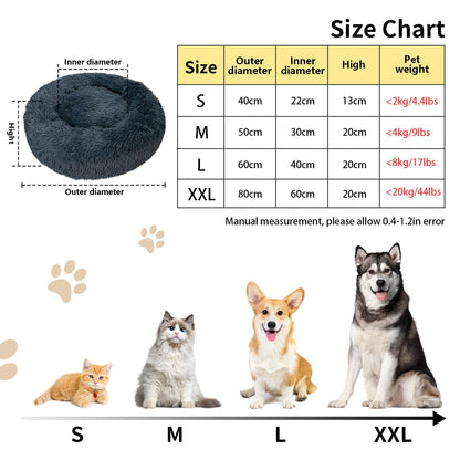 Petnovar Calming Donut Cat Bed 50cm – Washable Plush Anti-Anxiety Pet Bed with Non-Slip Base