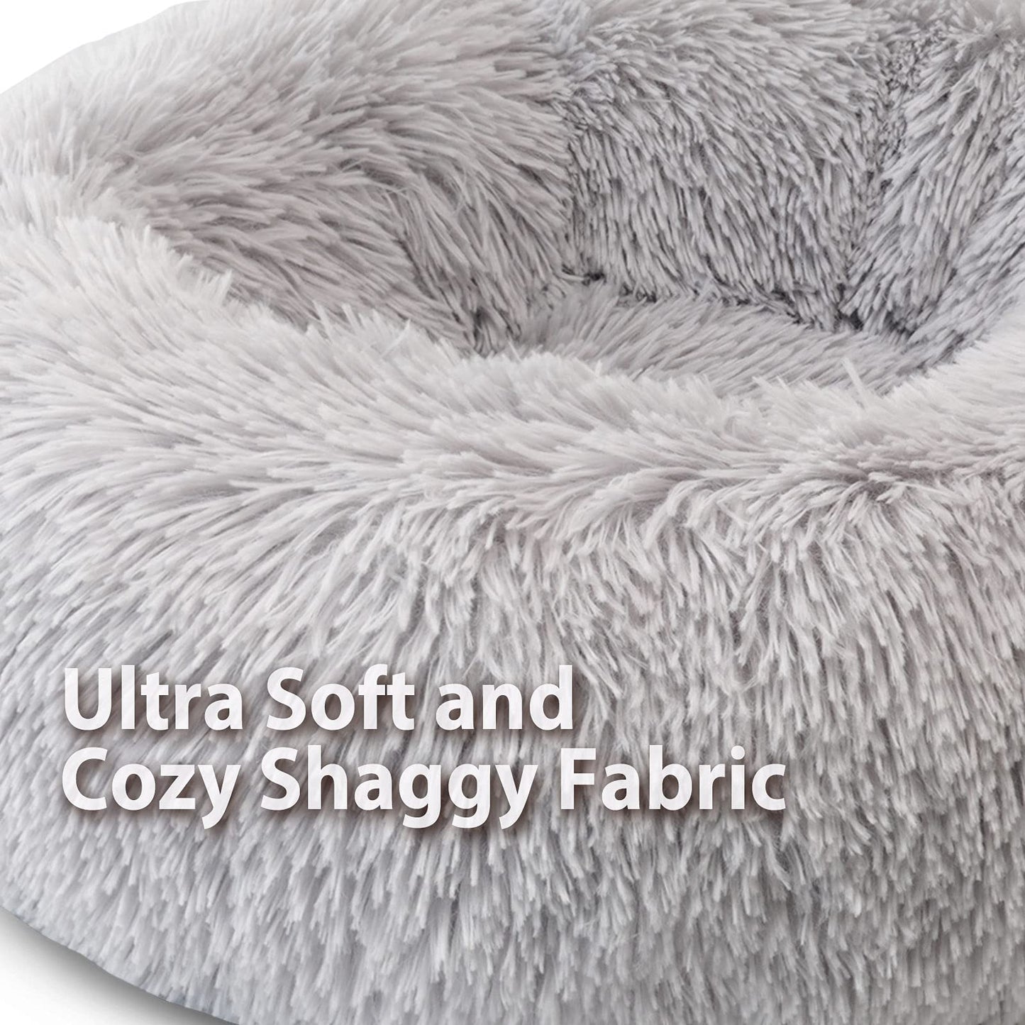 Petnovar Plush Donut Dog Bed 50cm – Calming Round Anti-Anxiety Pet Bed, Machine Washable